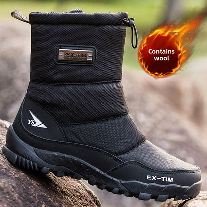 Thick, warm, high-top snow boots for men