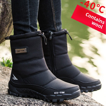 Thick, warm, high-top snow boots for men