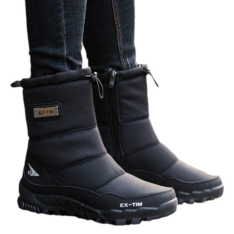 Thick, warm, high-top snow boots for men