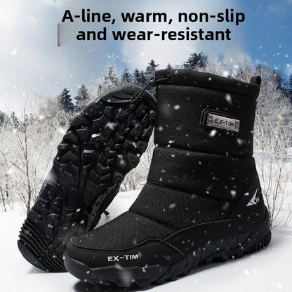 Thick, warm, high-top snow boots for men
